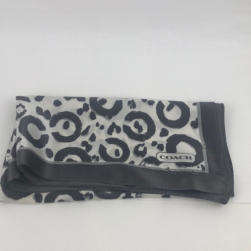 Coach grey and white animal print scarf